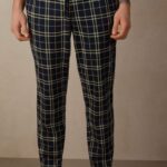Apparel CA Intimissimi Men Blue Tartan Pattern Cotton Full-Length Pants 171J-Blue/Yellow Tartan Print DD6R6T195