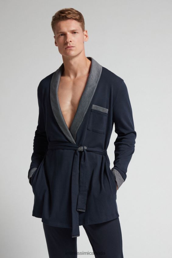 Apparel CA Intimissimi Men Cotton Interlock Pyjama Jacket 800-Midnight Blue DD6R6T305 - Image 2