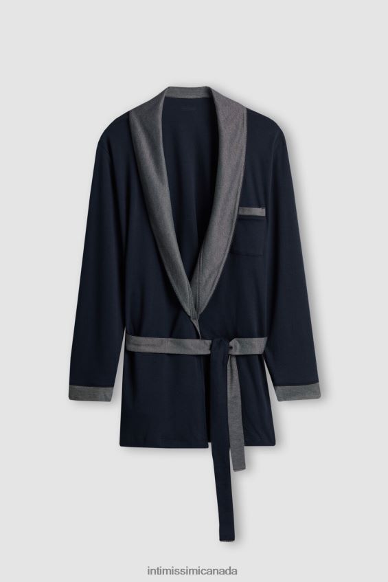 Apparel CA Intimissimi Men Cotton Interlock Pyjama Jacket 800-Midnight Blue DD6R6T305 - Image 4