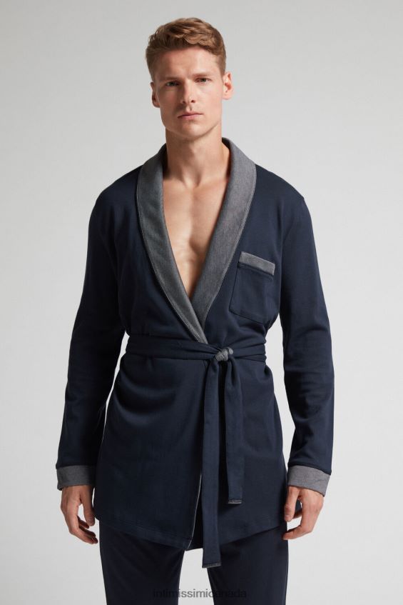 Apparel CA Intimissimi Men Cotton Interlock Pyjama Jacket 800-Midnight Blue DD6R6T305 - Image 1