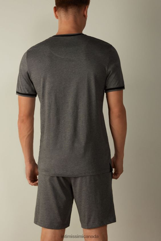 Apparel CA Intimissimi Men Cropped Basic Supima Cotton Pyjamas 5227-Charcoal Grey Melange DD6R6T306 - Image 3