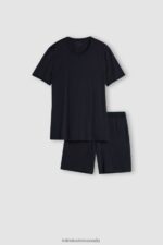Apparel CA Intimissimi Men Cropped Basic Supima Cotton Pyjamas 800-Midnight Blue DD6R6T313 - Image 4