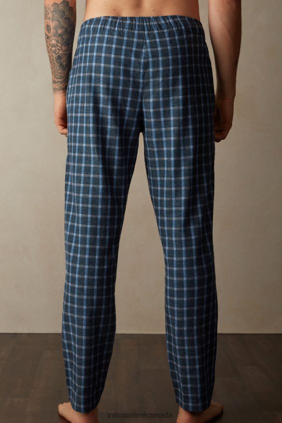Apparel CA Intimissimi Men Full-Length Check Pattern Brushed Plain-Weave Pants 089J-Blue Check DD6R6T199 - Image 3