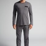 Apparel CA Intimissimi Men Long Basic Supima Cotton Pyjamas 5227-Charcoal Grey Melange DD6R6T307