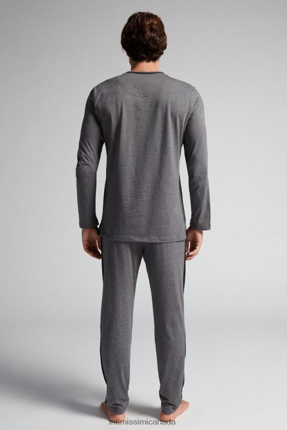 Apparel CA Intimissimi Men Long Basic Supima Cotton Pyjamas 5227-Charcoal Grey Melange DD6R6T307 - Image 3