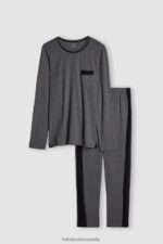 Apparel CA Intimissimi Men Long Basic Supima Cotton Pyjamas 5227-Charcoal Grey Melange DD6R6T307 - Image 4