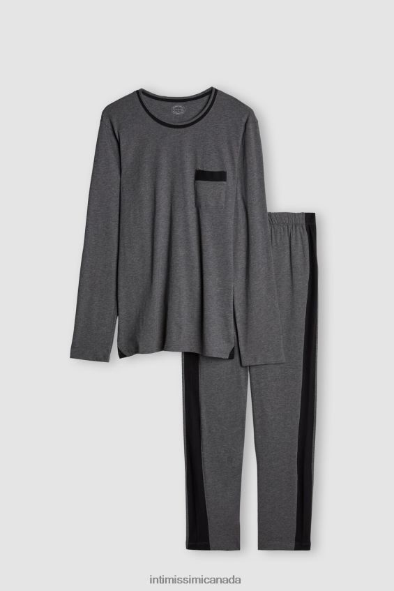 Apparel CA Intimissimi Men Long Basic Supima Cotton Pyjamas 5227-Charcoal Grey Melange DD6R6T307 - Image 4