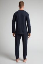 Apparel CA Intimissimi Men Long Basic Supima Cotton Pyjamas 800-Midnight Blue DD6R6T314 - Image 3