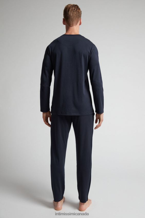 Apparel CA Intimissimi Men Long Basic Supima Cotton Pyjamas 800-Midnight Blue DD6R6T314 - Image 3