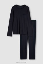 Apparel CA Intimissimi Men Long Basic Supima Cotton Pyjamas 800-Midnight Blue DD6R6T314 - Image 4