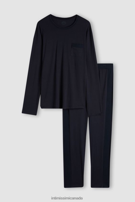 Apparel CA Intimissimi Men Long Basic Supima Cotton Pyjamas 800-Midnight Blue DD6R6T314 - Image 4