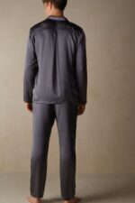 Apparel CA Intimissimi Men Long Silk Pyjamas With Piping 037J-Dark Grey DD6R6T302 - Image 3