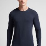 Apparel CA Intimissimi Men Long-Sleeve Modal-Cashmere Top 800-Midnight Blue DD6R6T252