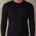 Apparel CA Intimissimi Men Long-sleeve Round-Neck Merino-Wool Top 800-Midnight Blue DD6R6T246