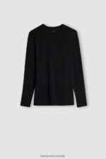 Apparel CA Intimissimi Men Long-Sleeve Stretch Supima Cotton Top 019-Black DD6R6T279 - Image 3