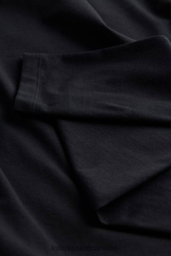 Apparel CA Intimissimi Men Long-Sleeve Stretch Supima Cotton Top 019-Black DD6R6T279 - Image 4