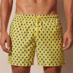 Apparel CA Intimissimi Men Micro Watch-Print Swim Shorts 267J-Micro Clock-Print Yellow DD6R6T402