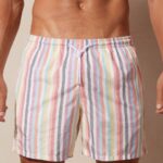 Apparel CA Intimissimi Men Multicolour Striped Swim Shorts 276J-Multicoloured Stripe Print DD6R6T426