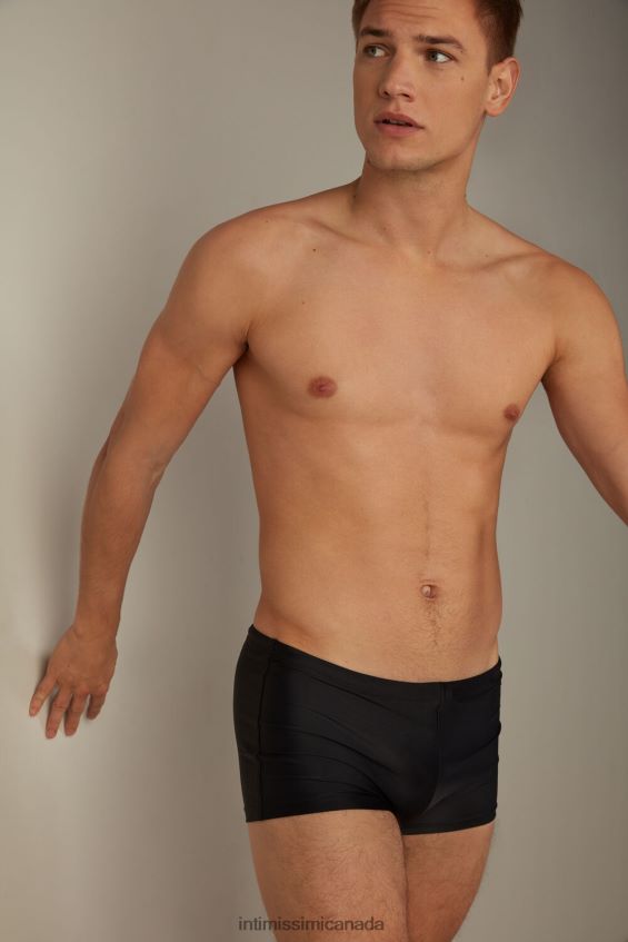 Apparel CA Intimissimi Men Plain Square-Cut Swim Trunks 019-Black DD6R6T453 - Image 2