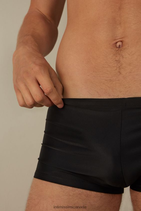 Apparel CA Intimissimi Men Plain Square-Cut Swim Trunks 019-Black DD6R6T453 - Image 3