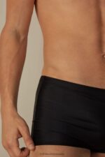 Apparel CA Intimissimi Men Plain Square-Cut Swim Trunks 019-Black DD6R6T453 - Image 4
