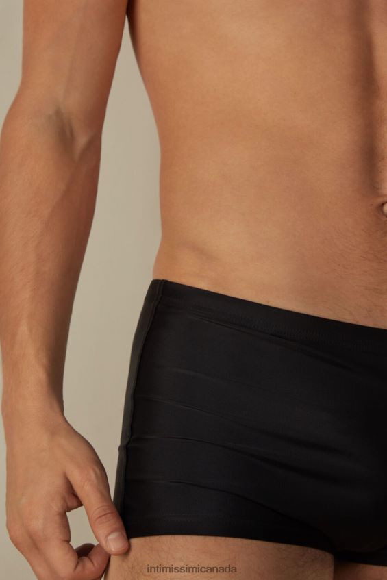 Apparel CA Intimissimi Men Plain Square-Cut Swim Trunks 019-Black DD6R6T453 - Image 4
