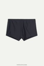 Apparel CA Intimissimi Men Plain Square-Cut Swim Trunks 019-Black DD6R6T453 - Image 5