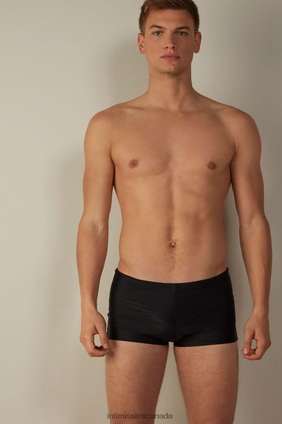 Apparel CA Intimissimi Men Plain Square-Cut Swim Trunks 019-Black DD6R6T453 - Image 1