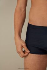 Apparel CA Intimissimi Men Plain Square-Cut Swim Trunks 1467-Intense Blue DD6R6T452 - Image 4