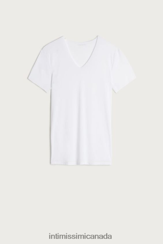 Apparel CA Intimissimi Men Raw-Edge Micromesh Top 001-White DD6R6T266 - Image 3