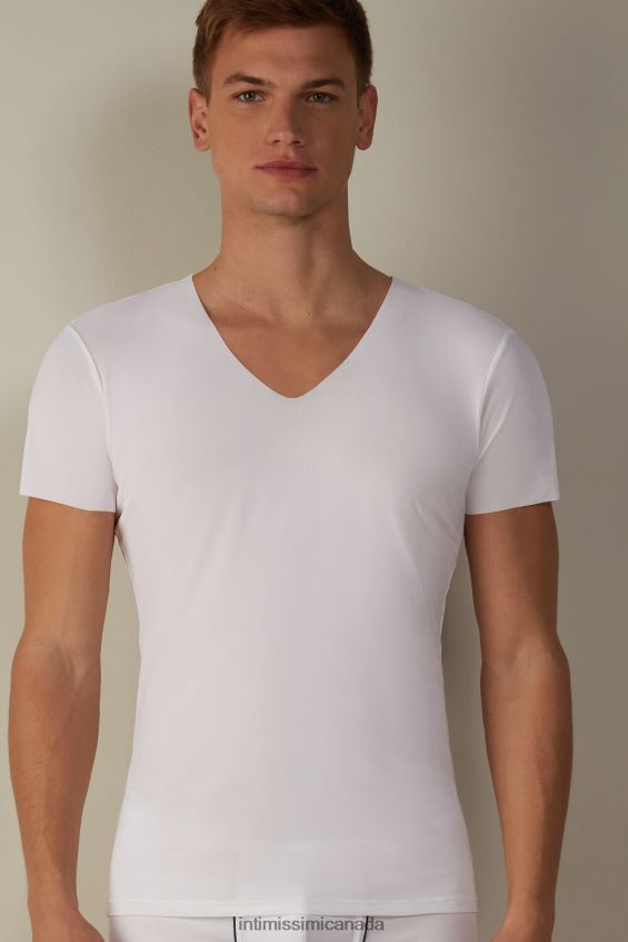 Apparel CA Intimissimi Men Raw-Edge Micromesh Top 001-White DD6R6T266 - Image 1