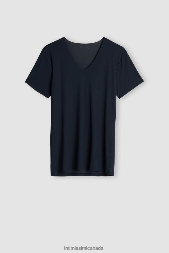 Apparel CA Intimissimi Men Raw-Edge Micromesh Top 800-Midnight Blue DD6R6T264 - Image 3