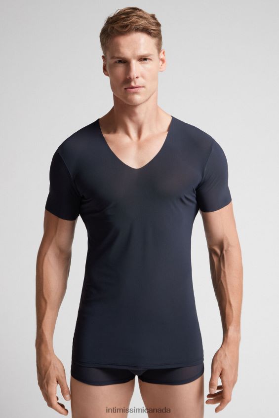 Apparel CA Intimissimi Men Raw-Edge Micromesh Top 800-Midnight Blue DD6R6T264 - Image 1