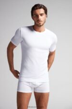 Apparel CA Intimissimi Men Short-Sleeve Modal-Cashmere Top 001-White DD6R6T228 - Image 2