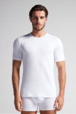 Apparel CA Intimissimi Men Short-Sleeve Modal-Cashmere Top 001-White DD6R6T228