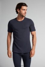 Apparel CA Intimissimi Men Short-Sleeve Modal-Cashmere Top 800-Midnight Blue DD6R6T253 - Image 2