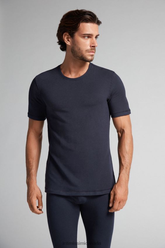 Apparel CA Intimissimi Men Short-Sleeve Modal-Cashmere Top 800-Midnight Blue DD6R6T253 - Image 2