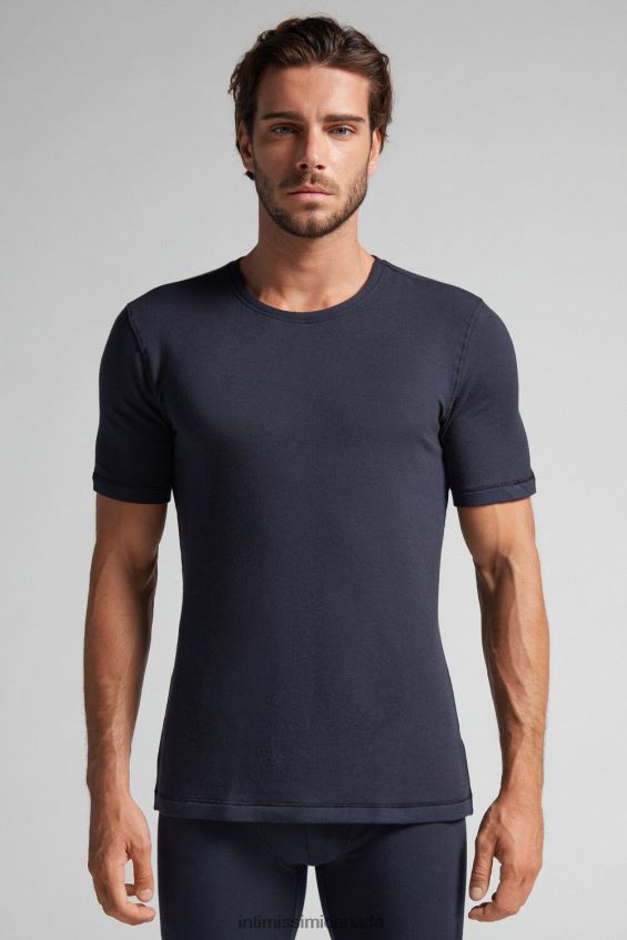 apparel_ca_intimissimi_men_short_sleeve_modal_cashmere_top_800_midnight_blue_dd6r6t253.jpg Apparel CA Intimissimi Men Short-Sleeve Modal-Cashmere Top 800-Midnight Blue DD6R6T253 - Image 1
