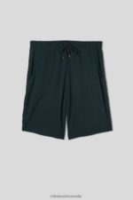Apparel CA Intimissimi Men Silk and Modal Pique Shorts 132J-Dark Green DD6R6T153