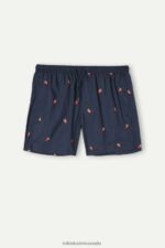 Apparel CA Intimissimi Men Strawberry-Embroidered Swim Shorts 252J-Strawberry Embroidery Deep Blue DD6R6T430 - Image 4