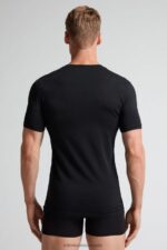 Apparel CA Intimissimi Men Stretch Supima Cotton T-Shirt 019-Black DD6R6T285 - Image 3
