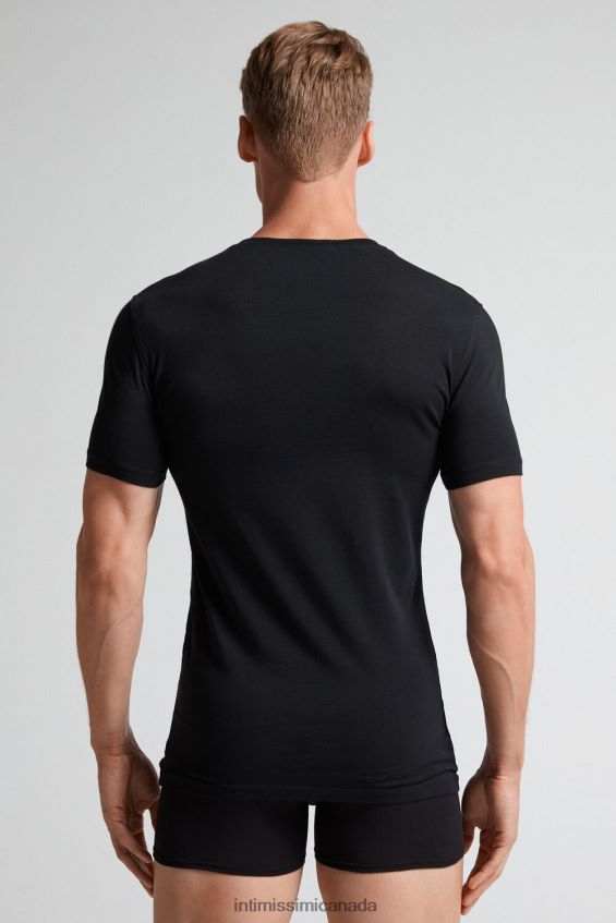 Apparel CA Intimissimi Men Stretch Supima Cotton T-Shirt 019-Black DD6R6T285 - Image 3