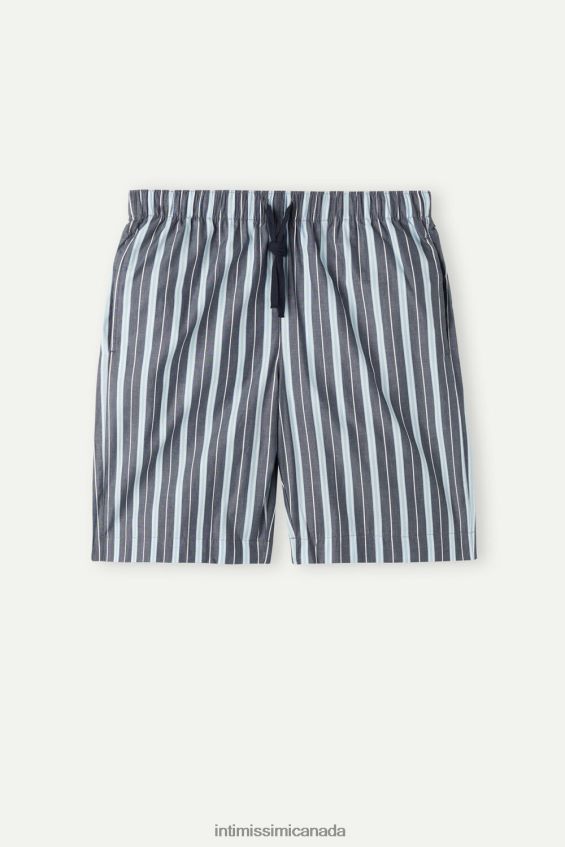 Apparel CA Intimissimi Men Striped Plain-Weave Cotton Shorts 303J-Multi-Stripe Dark Blue Light Blue DD6R6T181 - Image 4