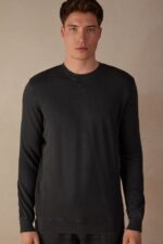 Apparel CA Intimissimi Men Washed Collection Crew-Neck Sweatshirt 762I-Grey DD6R6T186