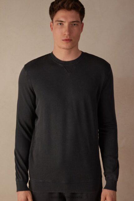 Apparel CA Intimissimi Men Washed Collection Crew-Neck Sweatshirt 762I-Grey DD6R6T186