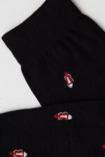 Socks CA Intimissimi Men Long Patterned Cotton Socks 198J-Shoe-Print Black DD6R6T326 - Image 3