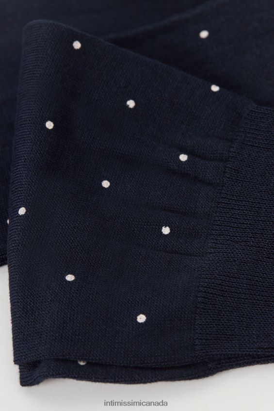 Socks CA Intimissimi Men Long Socks in Patterned Lisle Cotton 049J-Polka Dot-Print Midnight Blue DD6R6T340 - Image 3