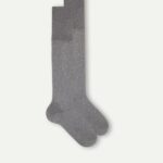 Socks CA Intimissimi Men Long Socks in Patterned Lisle Cotton 063J-Polka Dot-Print Charcoal Grey Melange DD6R6T336