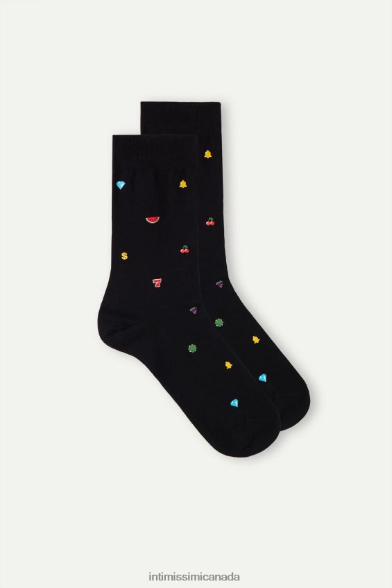 Socks CA Intimissimi Men Short Patterned Cotton Socks 199J-Slot Machine-Print Black DD6R6T330 - Image 1