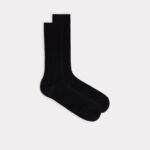 Socks CA Intimissimi Men Short Ribbed Cotton Lisle Socks 019-Black DD6R6T392
